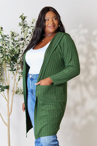 Thumbnail for Basic Bae Full Size Ribbed Open Front Long Sleeve Cardigan