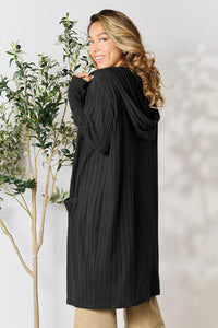 Thumbnail for Basic Bae Full Size Ribbed Open Front Long Sleeve Cardigan