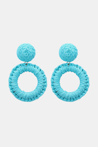 Thumbnail for Round Shape Raffia Grass Dangle Earrings