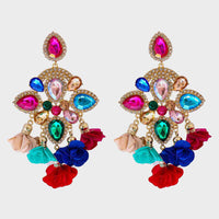 Thumbnail for Flower Shape Rhinestone Alloy Dangle Earrings
