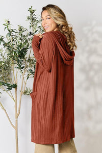 Thumbnail for Basic Bae Full Size Ribbed Open Front Long Sleeve Cardigan