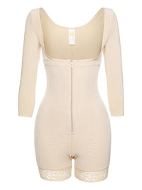 Thumbnail for Full Size Zip Up Lace Detail Long Sleeve Shapewear