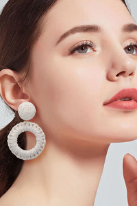 Thumbnail for Round Shape Raffia Grass Dangle Earrings