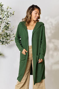 Thumbnail for Basic Bae Full Size Ribbed Open Front Long Sleeve Cardigan
