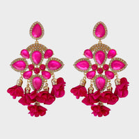 Thumbnail for Flower Shape Rhinestone Alloy Dangle Earrings