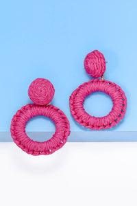 Thumbnail for Round Shape Raffia Grass Dangle Earrings