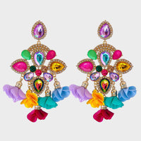 Thumbnail for Flower Shape Rhinestone Alloy Dangle Earrings