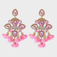 Thumbnail for Flower Shape Rhinestone Alloy Dangle Earrings