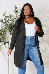 Thumbnail for Basic Bae Full Size Ribbed Open Front Long Sleeve Cardigan