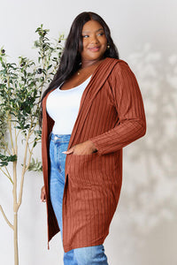 Thumbnail for Basic Bae Full Size Ribbed Open Front Long Sleeve Cardigan