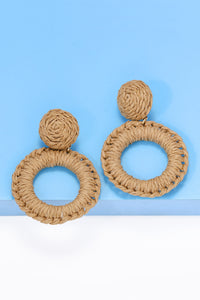 Thumbnail for Round Shape Raffia Grass Dangle Earrings