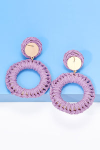 Thumbnail for Round Shape Raffia Grass Dangle Earrings