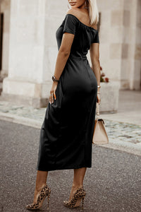 Thumbnail for Off-Shoulder Short Sleeve Split Dress