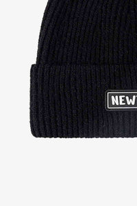 Thumbnail for NEWYORK Patch Rib-Knit Cuffed Beanie