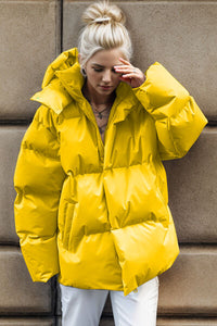 Thumbnail for Pocketed Zip Up Hooded Puffer Jacket
