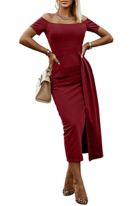 Thumbnail for Off-Shoulder Short Sleeve Split Dress