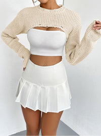 Thumbnail for Distressed Long Sleeve Cropped Sweater