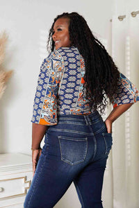 Thumbnail for Double Take Tie Hem V-Neck Three-Quarter Sleeve Blouse
