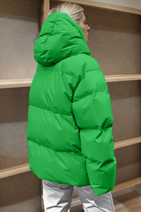 Thumbnail for Pocketed Zip Up Hooded Puffer Jacket