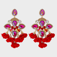 Thumbnail for Flower Shape Rhinestone Alloy Dangle Earrings