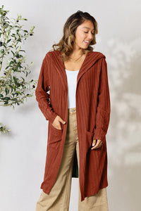 Thumbnail for Basic Bae Full Size Ribbed Open Front Long Sleeve Cardigan