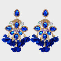 Thumbnail for Flower Shape Rhinestone Alloy Dangle Earrings