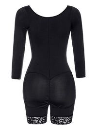 Thumbnail for Full Size Zip Up Lace Detail Long Sleeve Shapewear