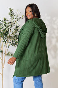 Thumbnail for Basic Bae Full Size Ribbed Open Front Long Sleeve Cardigan