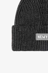 Thumbnail for NEWYORK Patch Rib-Knit Cuffed Beanie