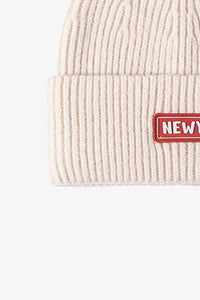 Thumbnail for NEWYORK Patch Rib-Knit Cuffed Beanie