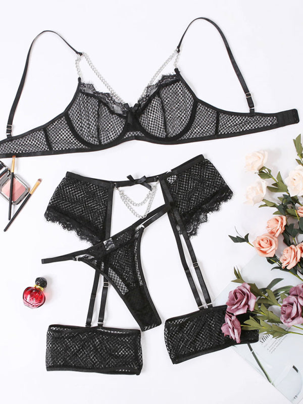 Women's Chain Lace Mesh Lingerie Set