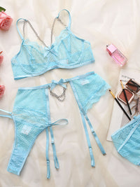 Thumbnail for Women's Chain Lace Mesh Lingerie Set