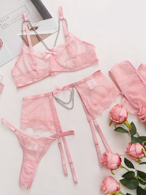 Women's Chain Lace Mesh Lingerie Set