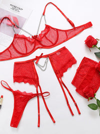 Thumbnail for Women's Chain Lace Mesh Lingerie Set