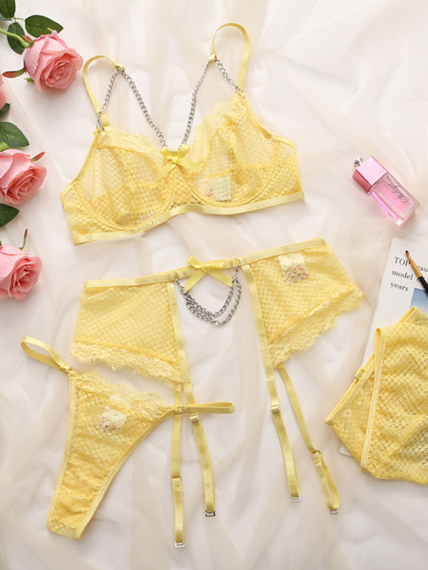 Women's Chain Lace Mesh Lingerie Set
