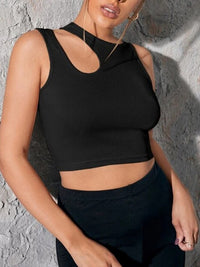 Thumbnail for Women's Knitted Hollow Asymmetric Cropped Tank