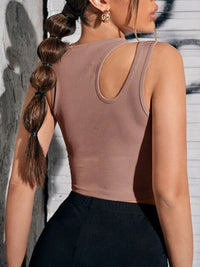 Thumbnail for Women's Knitted Hollow Asymmetric Cropped Tank