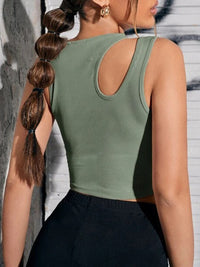 Thumbnail for Women's Knitted Hollow Asymmetric Cropped Tank
