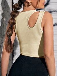 Thumbnail for Women's Knitted Hollow Asymmetric Cropped Tank