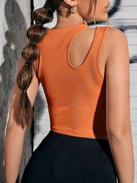 Thumbnail for Women's Knitted Hollow Asymmetric Cropped Tank
