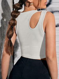 Thumbnail for Women's Knitted Hollow Asymmetric Cropped Tank