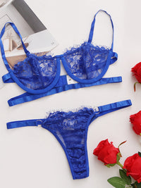 Thumbnail for Lace See-Through Ring Lingerie Set