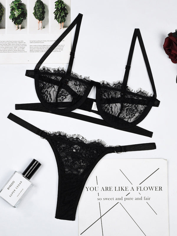 Lace See-Through Ring Lingerie Set