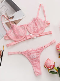Thumbnail for Lace See-Through Ring Lingerie Set