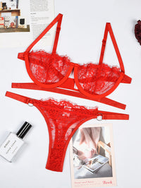 Thumbnail for Lace See-Through Ring Lingerie Set