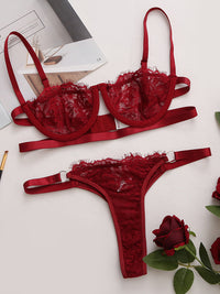 Thumbnail for Lace See-Through Ring Lingerie Set