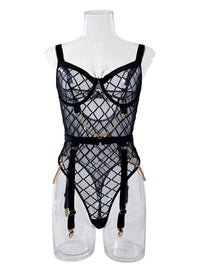 Thumbnail for Hollow Mesh Lingerie Bodysuit