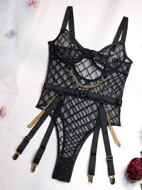 Thumbnail for Hollow Mesh Lingerie Bodysuit