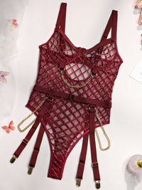 Thumbnail for Hollow Mesh Lingerie Bodysuit