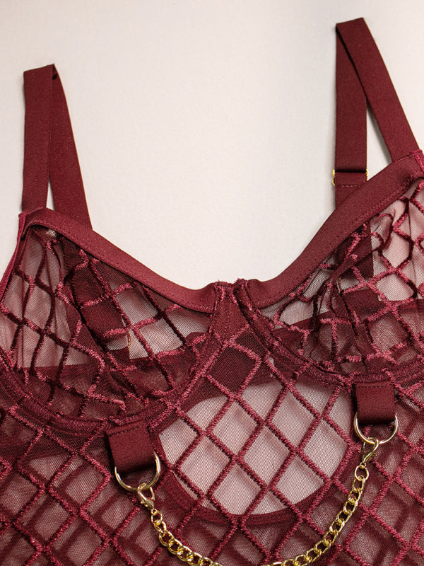 Hollow Mesh Lingerie Bodysuit